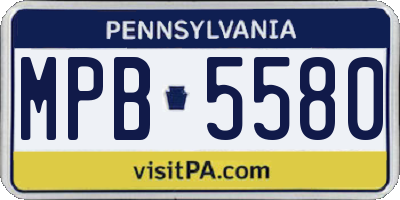 PA license plate MPB5580