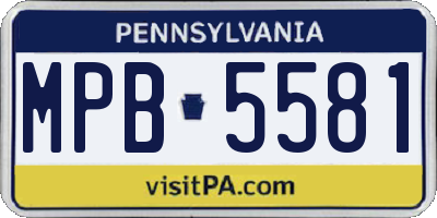 PA license plate MPB5581