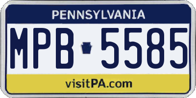 PA license plate MPB5585