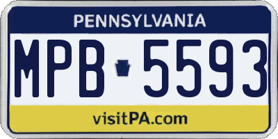 PA license plate MPB5593