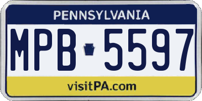 PA license plate MPB5597