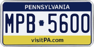 PA license plate MPB5600