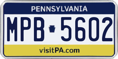 PA license plate MPB5602