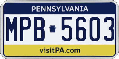PA license plate MPB5603