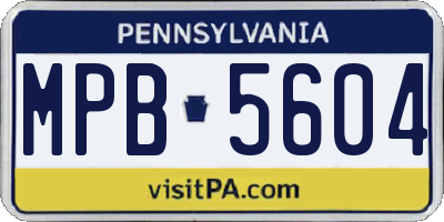 PA license plate MPB5604