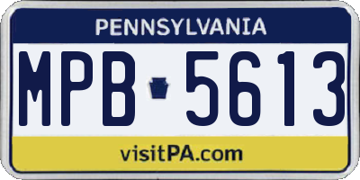 PA license plate MPB5613
