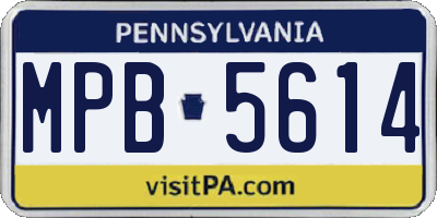 PA license plate MPB5614