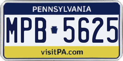 PA license plate MPB5625