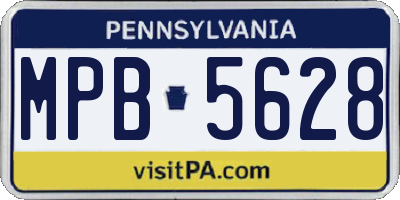 PA license plate MPB5628