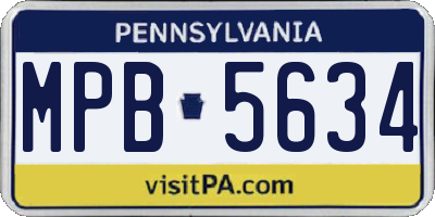 PA license plate MPB5634