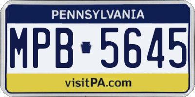 PA license plate MPB5645