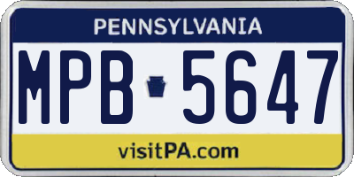 PA license plate MPB5647