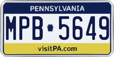 PA license plate MPB5649