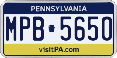 PA license plate MPB5650