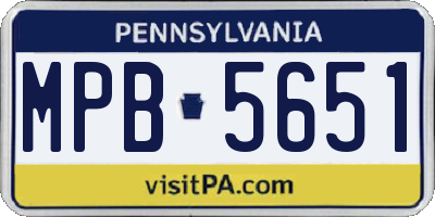 PA license plate MPB5651