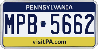 PA license plate MPB5662