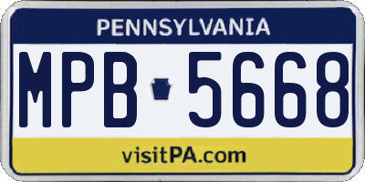 PA license plate MPB5668