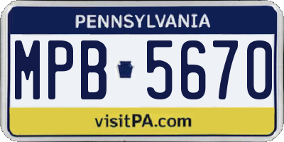 PA license plate MPB5670