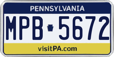 PA license plate MPB5672