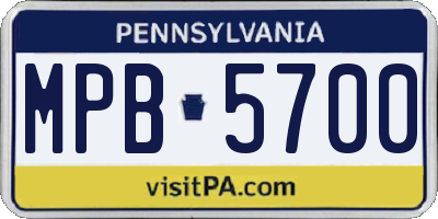 PA license plate MPB5700
