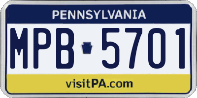 PA license plate MPB5701