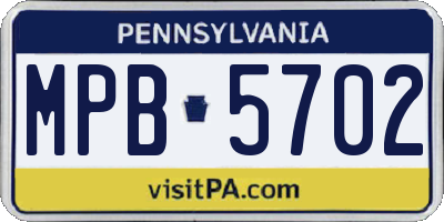 PA license plate MPB5702