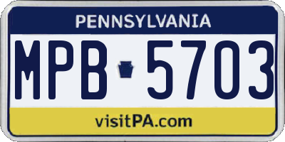 PA license plate MPB5703