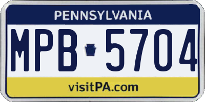 PA license plate MPB5704