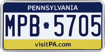 PA license plate MPB5705