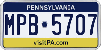 PA license plate MPB5707