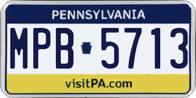 PA license plate MPB5713