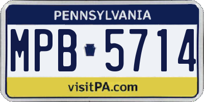 PA license plate MPB5714