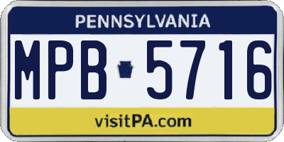 PA license plate MPB5716