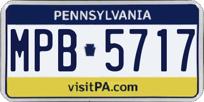 PA license plate MPB5717
