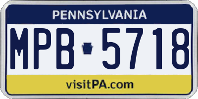 PA license plate MPB5718