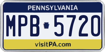 PA license plate MPB5720