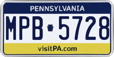 PA license plate MPB5728