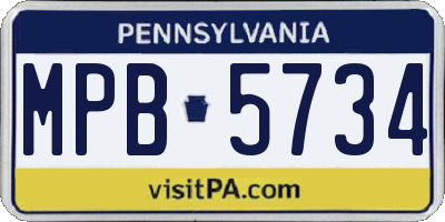 PA license plate MPB5734