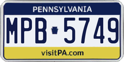 PA license plate MPB5749
