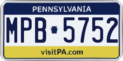 PA license plate MPB5752
