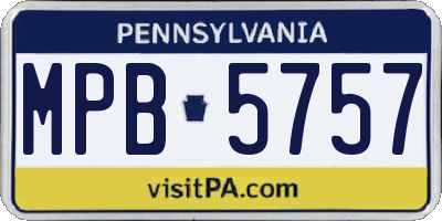 PA license plate MPB5757