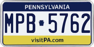 PA license plate MPB5762