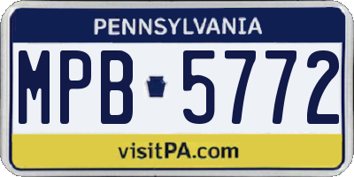 PA license plate MPB5772