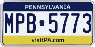 PA license plate MPB5773