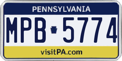PA license plate MPB5774