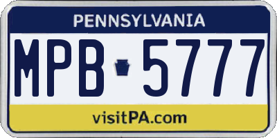 PA license plate MPB5777