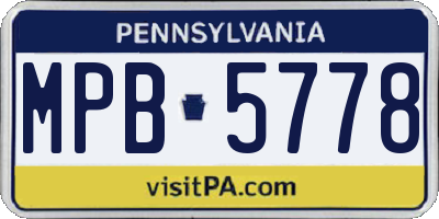 PA license plate MPB5778