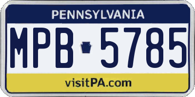 PA license plate MPB5785