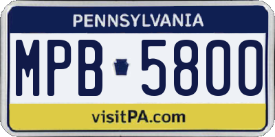 PA license plate MPB5800