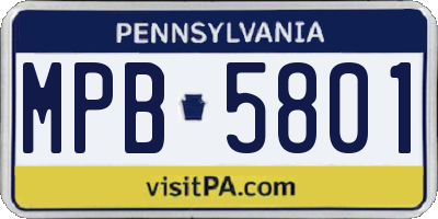 PA license plate MPB5801